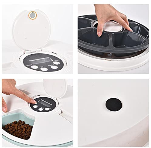 Alimentador Electrónico Automático Para Mascotas Cronometrado, 6 Bandejas Comida Alimentador Automático Agua Para Alimentos Secos Y Húmedos, Recordatorio Sincronización 24 Horas Para Perros Y Gatos.