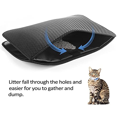 Almohadilla de doble capa Alfombrilla de arena para gatos EVA Pet Impermeable Almohadilla de arena que cae Alfombrilla de perrera plegable Impermeable y a prueba de orina-Negro, China