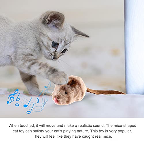 A/M Juguete para Gatos con Sonido de ratón, Juguete Interactivo para Gatos con Movimiento automático, Juguete de Franela con Forma de ratón y gatillo con Sensor, para Que los Gatos jueguen Solos