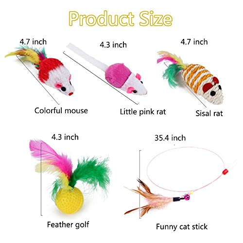 Anlrion 20 piezas de juguete de gato, juego de juguetes de peluche catario con palo de hierba de gato, bolas y bolas