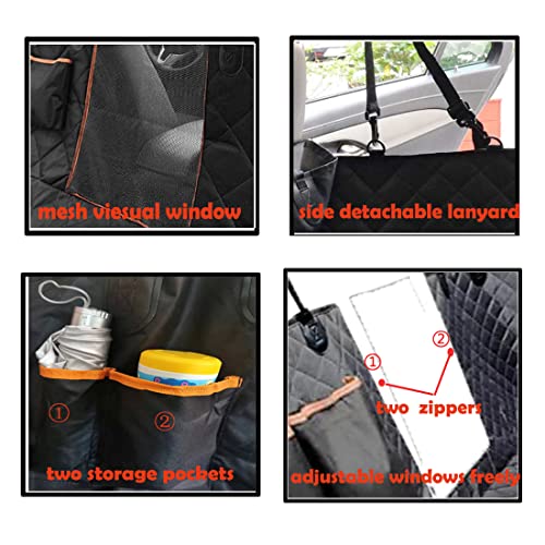 ANLUMA Funda Perros Coche, Cubierta Asiento Coche Perro con Ventana de Malla, Estilo Hamaca, 2 Cinturón de Seguridad Protector Coche Perro Antideslizante Impermeable y Lavable para SUV, Camión y Viaje