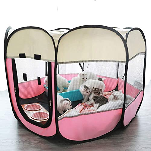 Aocase Pantera de Mascotas Plegables portátiles, Oxford Puppy Outlet, 8 Paneles Puppy Run Stable, Estable Animal para Acampar, casa de Juegos para Perros, Gatos Tamaño M/L,Azul,L(91 * 91 * 58cm)