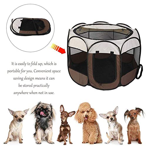 Aocase Pantera de Mascotas Plegables portátiles, Oxford Puppy Outlet, 8 Paneles Puppy Run Stable, Estable Animal para Acampar, casa de Juegos para Perros, Gatos Tamaño M/L,Azul,L(91 * 91 * 58cm)