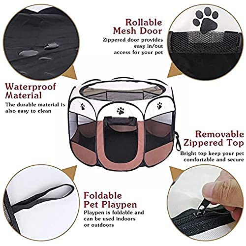 Aocase Pantera de Mascotas Plegables portátiles, Oxford Puppy Outlet, 8 Paneles Puppy Run Stable, Estable Animal para Acampar, casa de Juegos para Perros, Gatos Tamaño M/L,Azul,L(91 * 91 * 58cm)