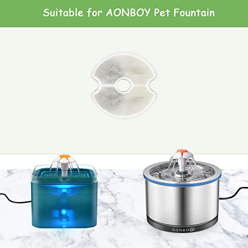 AONBOY Filters 12 Piezas para Fuente de Agua de Flores para Gatos de 2,5 l, adecuados para Fuentes de Acero Inoxidable para Gatos / Perros(satisface Las Necesidades de reemplazo de 9 a 12 Meses)