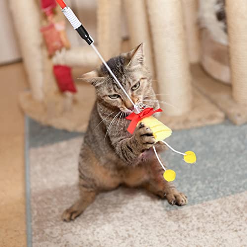 arbitra De Juguete con Forma de Pluma de Gato - Funny Cat Stick | Pet Teaser Toys Muñeco de Peluche | Juguetes interactivos de Gatitos para Gatos de Interior, Ejercicio de Gatitos
