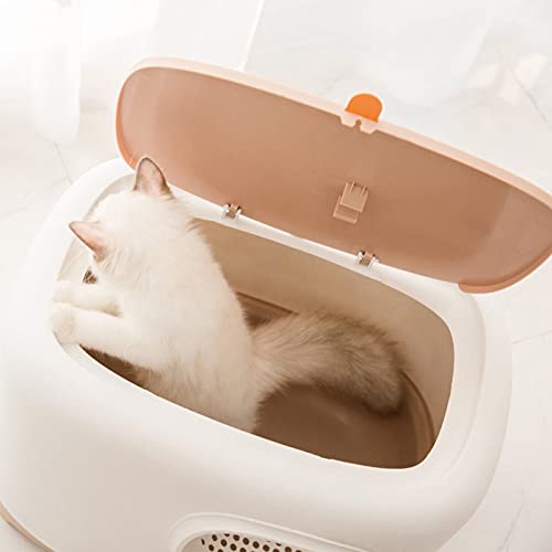 Arenero Gatos Caja de arena de gato cubierta Caja grande Caja de arena de gato de gran capacidad con cucharada puede levantar la cubierta superior para los gatos aproximadamente 10 kg Caja de Arena