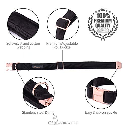 ARING PET Collar de perro y plomo, collar de perro de terciopelo y plomo, collar de perro niña niño, 5 tamaños ajustables: pequeño, pequeño, mediano, grande