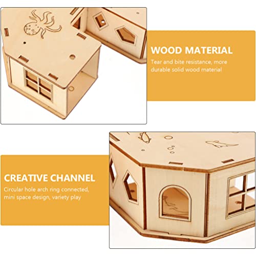 Balacoo 2 Unders Hamster Hamster Tunnel 4 Maneras Hamster Hideaway Maze Juguetes de Madera Natural Gerbil Toys Juguetes Accesorios para El Hámster Sirio Guinea Pig Hurret Chinchill