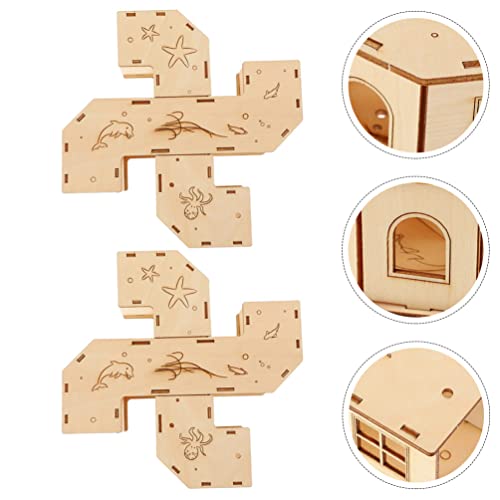 Balacoo 2 Unders Hamster Hamster Tunnel 4 Maneras Hamster Hideaway Maze Juguetes de Madera Natural Gerbil Toys Juguetes Accesorios para El Hámster Sirio Guinea Pig Hurret Chinchill