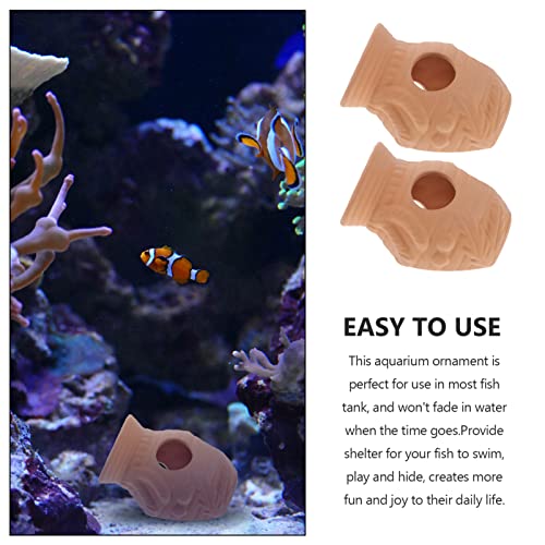 balacoo 2 unidades de cerámica cueva para acuario, tanque de peces de cerámica, escondite de protección para acuario