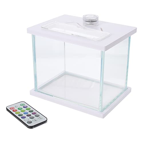 balacoo Tanque de cristal transparente para acuario, pequeño acuario, decoración para acuario, decoración de peces, peces, cuenco, salero, agua dulce, color blanco