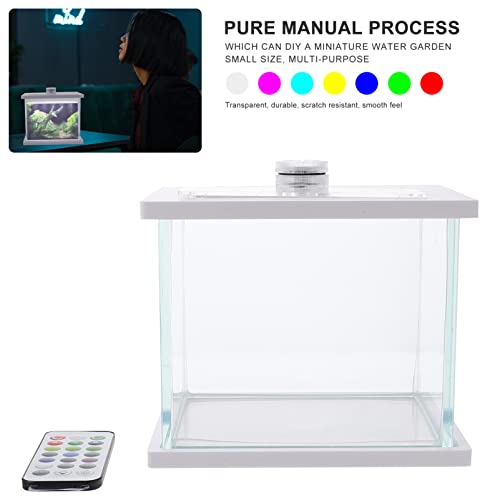 balacoo Tanque de cristal transparente para acuario, pequeño acuario, decoración para acuario, decoración de peces, peces, cuenco, salero, agua dulce, color blanco