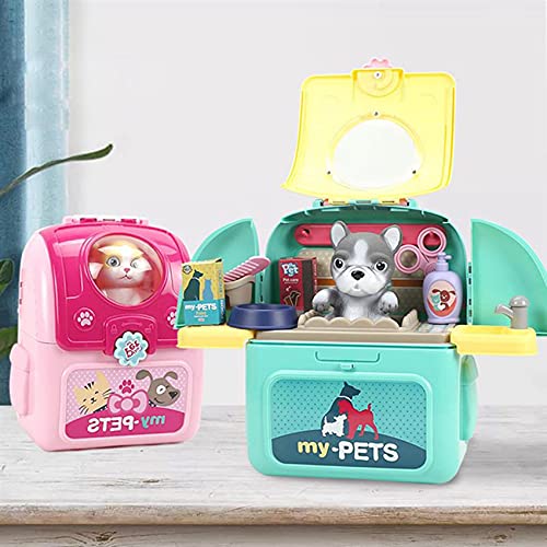 Bayda Animales Juguetes Mascotas de Dibujos Animados Mochila Veterinaria Mascotas Realista Juego de SimulacióN Kit de Veterinario Gato Juego de Cuidado de Perros - Cachorro