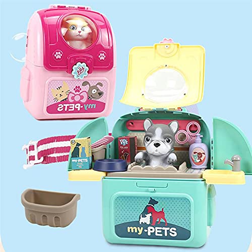 Bayda Animales Juguetes Mascotas de Dibujos Animados Mochila Veterinaria Mascotas Realista Juego de SimulacióN Kit de Veterinario Gato Juego de Cuidado de Perros - Cachorro