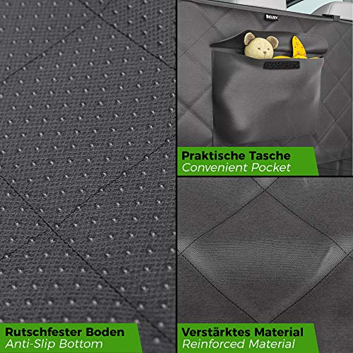 BELISY Protector Maletero Universal para Perros - Funda Coche con Pared Lateral - Protección Arañazos, Agua - Cubierta Parachoques Trasera Antideslizante - Almacenamiento de Juguetes - 185x101cm