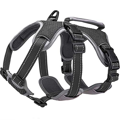 BELPRO Arnés de Apoyo Multiusos para Perro, a Prueba de Escape, Chaleco Reflectante Ajustable con Mango Duradero, arnés para Perros Grandes y Activos (Negro, S)
