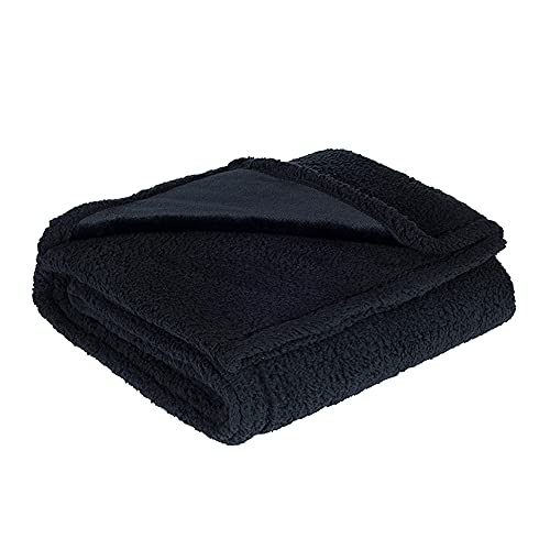Bestenrose Manta impermeable para mascotas, manta para perro, perro, cachorro, gato, forro polar sherpa, manta de felpa suave, lavable, reversible, protege el sofá cama (XS (50 x 70 cm), color negro