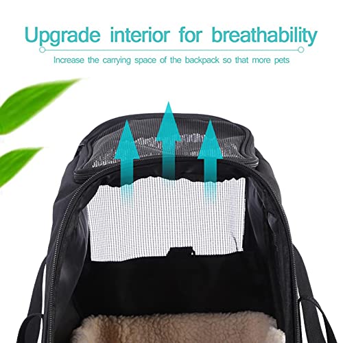 Bolsa de viaje portátil para mascotas, bolsa de viaje aprobada por aerolíneas para gato y conejo, con cara suave, impresión de fondo de vértigo blanco y negro