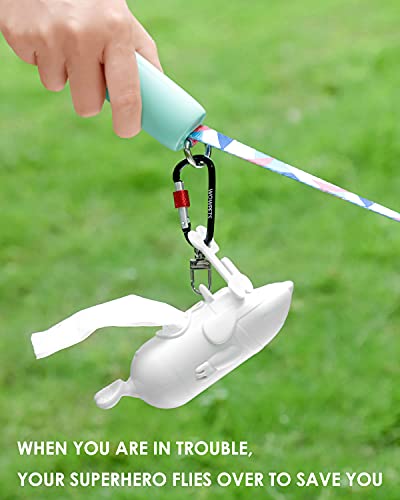 Bolsa para excrementos de perro con dispensador de bolsas o recambio, estilo creativo, carcasa de ABS, hebilla giratoria 360º, color blanco