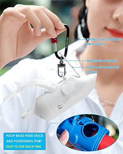 Bolsa para excrementos de perro con dispensador de bolsas o recambio, estilo creativo, carcasa de ABS, hebilla giratoria 360º, color blanco