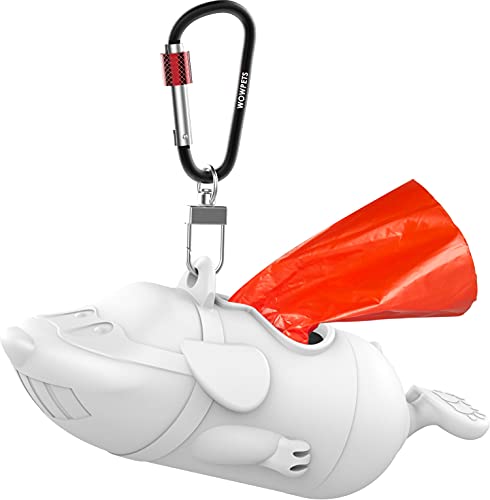 Bolsa para excrementos de perro con dispensador de bolsas o recambio, estilo creativo, carcasa de ABS, hebilla giratoria 360º, color blanco