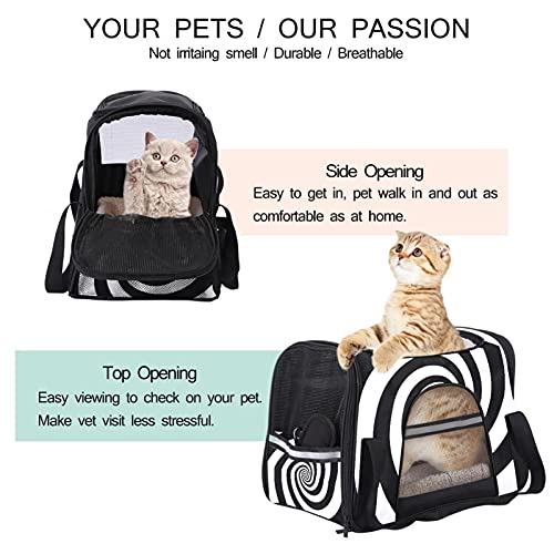Bolsa para Mascotas Gato Vértigo Abstracto Blanco Negro Borsa da trasporto portatile per animali domestici, adatta per piccoli e cuccioli