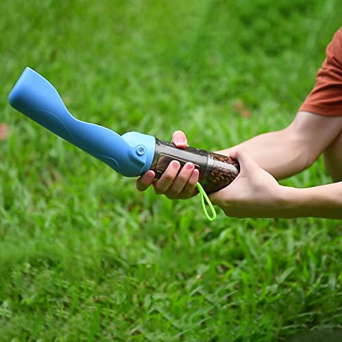 Botella de agua para mascotas y contenedor de alimentos Dispensador de agua para perros 2 en 1 Botella de comida para perros a prueba de fugas para mascotas Caminar Viajes Perros Alimentador de gatos