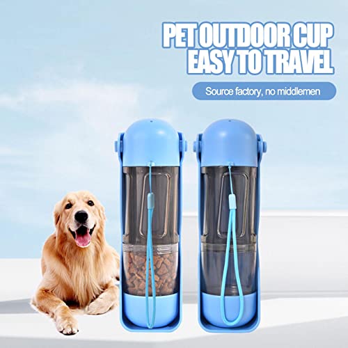 Botella de agua para mascotas y contenedor de alimentos Dispensador de agua para perros 2 en 1 Botella de comida para perros a prueba de fugas para mascotas Caminar Viajes Perros Alimentador de gatos