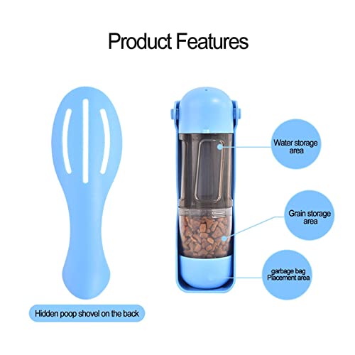 Botella de agua para mascotas y contenedor de alimentos Dispensador de agua para perros 2 en 1 Botella de comida para perros a prueba de fugas para mascotas Caminar Viajes Perros Alimentador de gatos