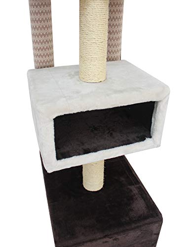 BPS Árbol Rascador Gato Juguete para Gatos con Plataforma y Propio Espacio Privado Material Rugoso 59x41x146 cm BPS-10730