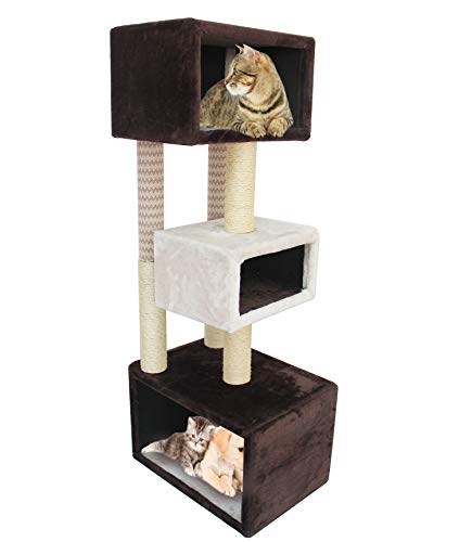 BPS Árbol Rascador Gato Juguete para Gatos con Plataforma y Propio Espacio Privado Material Rugoso 59x41x146 cm BPS-10730