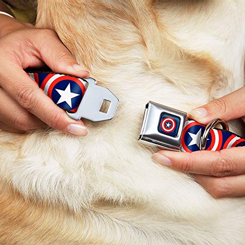 Buckle Down Cab - Collar de Perro Azul Marino con Escudo del Capitán América