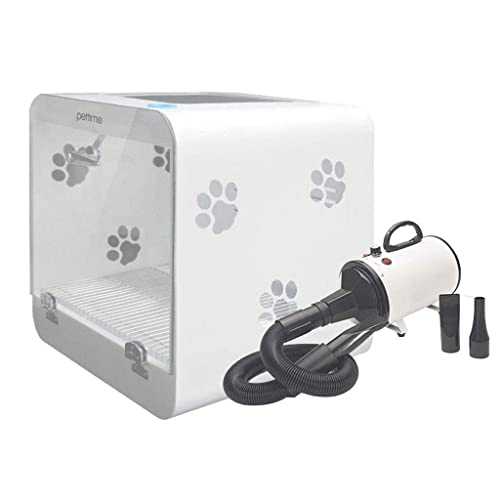 Caja de Secado para Mascotas con máquina de soplado de Agua Secador de Pelo Profesional Alta Potencia Mudo Reducción de Ruido Perro pequeño Gato Mascota Blanco
