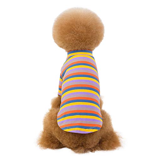 Camisa para mascotas Cuello redondo de tela de punto ajustada para perros, suéter de rayas de moda, ropa de perro de punto, disfraces para perros, ropa de gato, suéter para interior-L