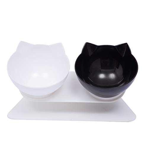 Carolilly - Cuenco para gatos, elevado, inclinado a 15° para evitar el vómito, cuenco para gato o perro