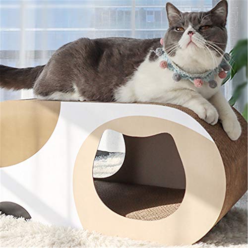 Casa de cartón para raspar gatos, rascador de gatos, juguete interactivo de cartón, casa oculta, diseño de agujero de gato de doble cara, protección del medio ambiente, para gatos de todas las edades