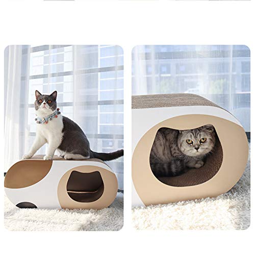 Casa de cartón para raspar gatos, rascador de gatos, juguete interactivo de cartón, casa oculta, diseño de agujero de gato de doble cara, protección del medio ambiente, para gatos de todas las edades