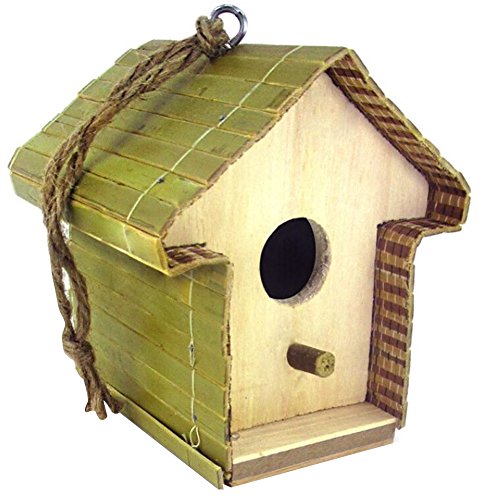 Casa Nido para pájaros de Madera Natural para Colgar en el jardín, terraza Exterior con Percha. Dimensiones: 13 x 12 x 12 cm. (A)