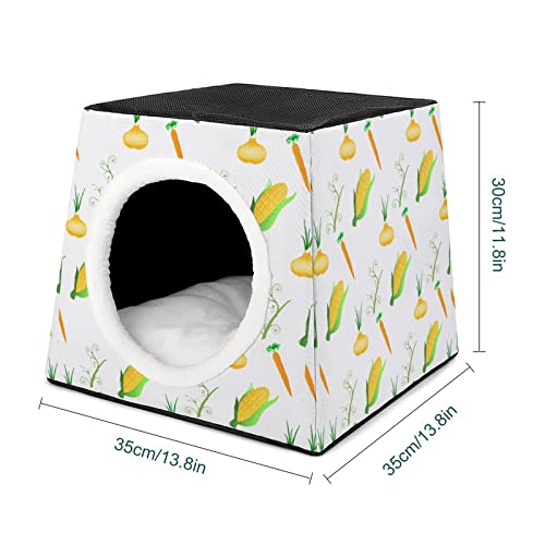 Casa para Gatos y Perros Pequeños Lindo Cama y Sofá para Mascotas Antideslizante con Cojín Suave Maíz Zanahoria Cebolla