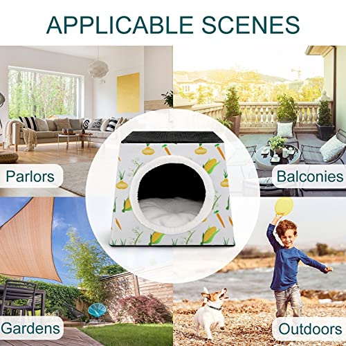 Casa para Gatos y Perros Pequeños Lindo Cama y Sofá para Mascotas Antideslizante con Cojín Suave Maíz Zanahoria Cebolla