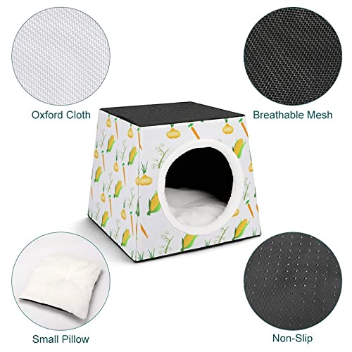 Casa para Gatos y Perros Pequeños Lindo Cama y Sofá para Mascotas Antideslizante con Cojín Suave Maíz Zanahoria Cebolla
