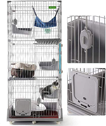 Cat Cage Hogar de Interior con Puerta de Gato Compartimento de Bricolaje Caja de Corral Caja de Jaula Caja Grande de Metal Interior Ourdoor Gran tamaño Cat Villa Cage