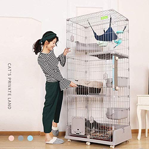 Cat Cage Hogar de Interior con Puerta de Gato Compartimento de Bricolaje Caja de Corral Caja de Jaula Caja Grande de Metal Interior Ourdoor Gran tamaño Cat Villa Cage