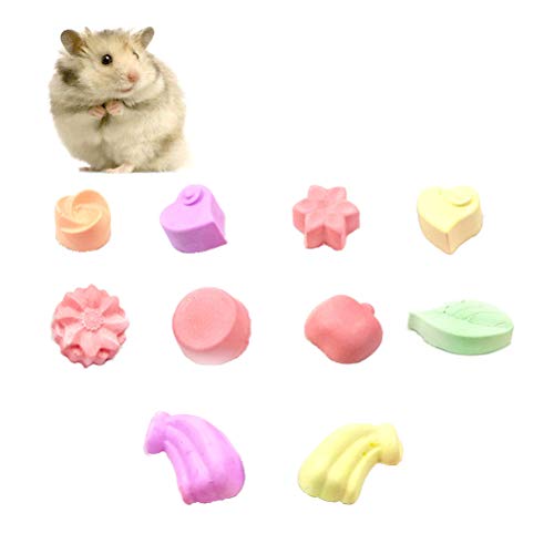 CCCYMM 10 piezas para masticar dientes de mascotas, juguete adecuado para loro, conejo, chinchilla, cobaya, hámster animales pequeños (forma/color al azar)