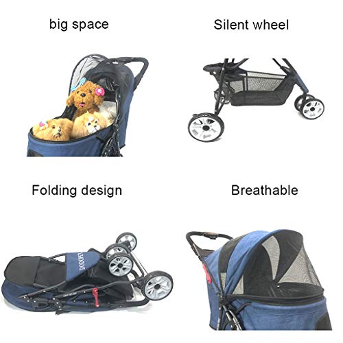 Cochecito Mascotas Carrito para Perro Gatos Cochecito del animal doméstico del perro de peluche pequeño carro del perro hacia fuera portátil plegable Cesta de la compra del asiento del gato del perro