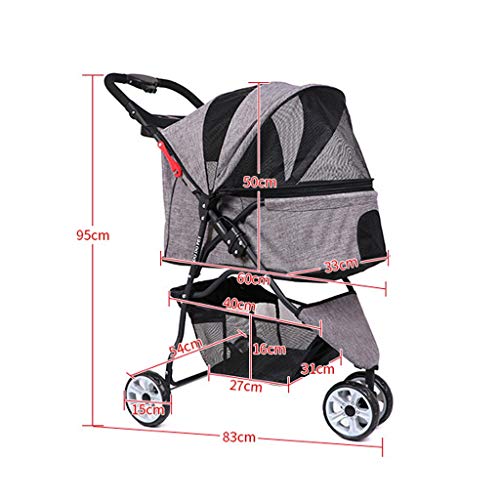 Cochecito Mascotas Carrito para Perro Gatos Cochecito del animal doméstico del perro de peluche pequeño carro del perro hacia fuera portátil plegable Cesta de la compra del asiento del gato del perro