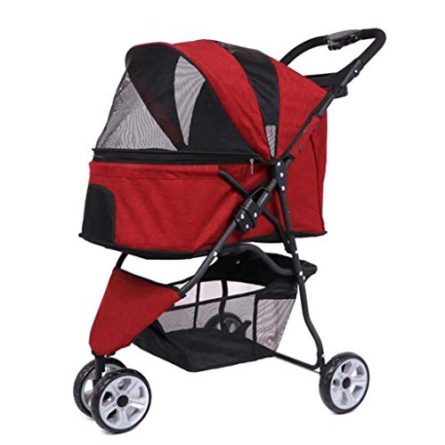 Cochecito Mascotas Carrito para Perro Gatos Cochecito del animal doméstico del perro de peluche pequeño carro del perro hacia fuera portátil plegable Cesta de la compra del asiento del gato del perro