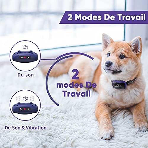 Collar Antiladridos para Perros Pequeños Recargable Antiladridos Perros Collar Sonido y Vibración Efectiva con7 Niveles Sensibilidad Ajustable Adiestramiento Anti Ladrido para Perros Medianos Grandes