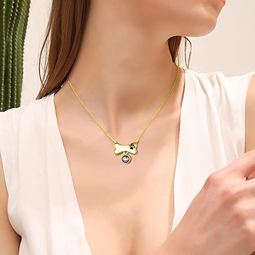 Collar de 100 idiomas en I Love You Collar de proyección de hueso de perro personalizado Nombre de mascota personalizado o colgante de memoria de imagen Regalo de joyería conmemorativa para amante de